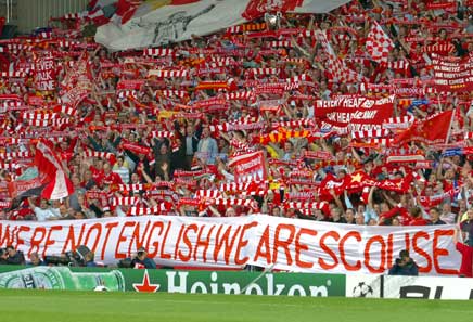 Liverpool fans in the Kop at Anfield